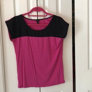 Hot pink and black Color block tee from Ann Taylor